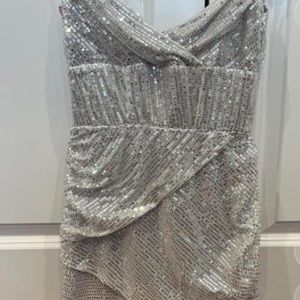 lucy in the sky silver mini dress